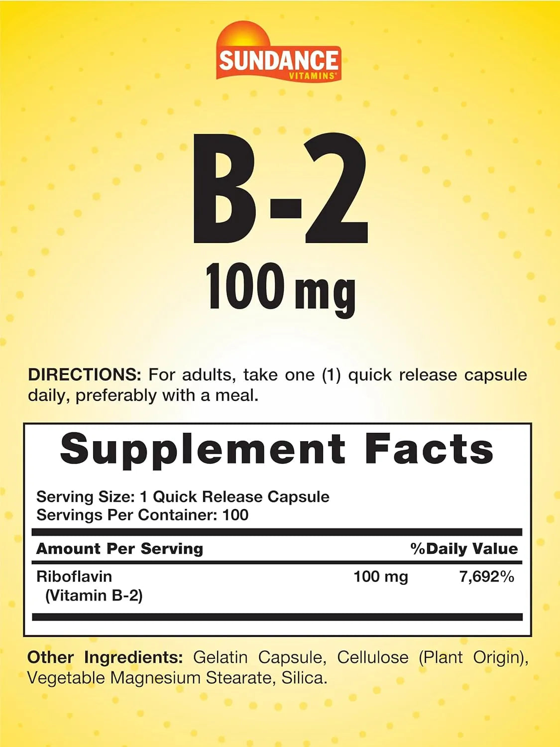 SUNDANCE - Sundance Vitamin B-2 100Mg. 100 Capsulas - The Red Vitamin MX - Suplementos Alimenticios - {{ shop.shopifyCountryName }}