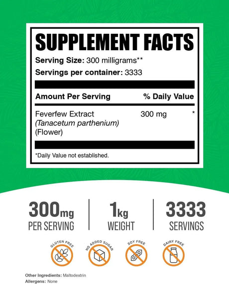 BULK SUPPLEMENTS - Bulk Supplements Feverfew Extract Powder 1 Kg. - The Red Vitamin MX - Suplementos Alimenticios - {{ shop.shopifyCountryName }}