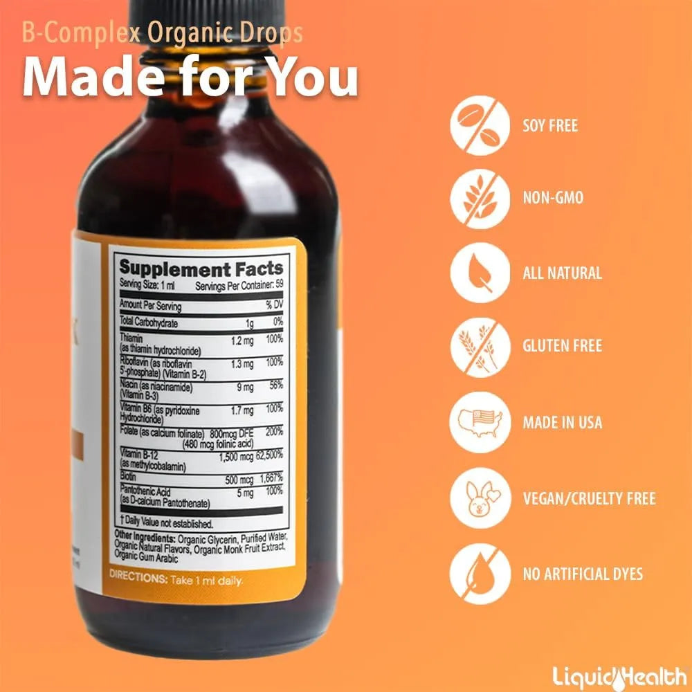 LIQUIDHEALTH - LIQUIDHEALTH Organic Vitamin B Complex 2 Fl.Oz. - The Red Vitamin MX - Suplementos Alimenticios - {{ shop.shopifyCountryName }}