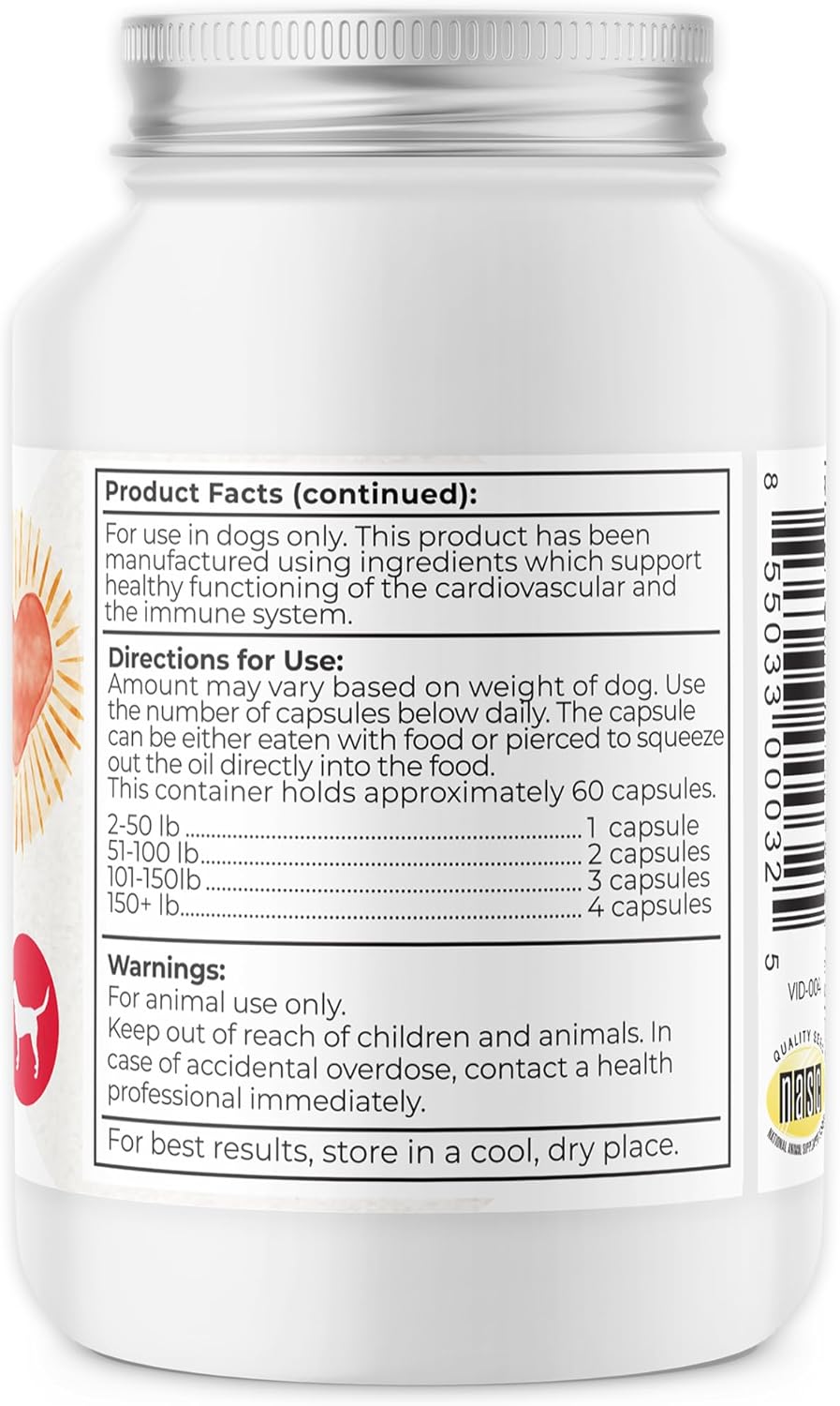 Dr. Harvey's Coenzyme Q10 Heart & Cardiovascular Support Supplements for Dogs 60 Capsulas