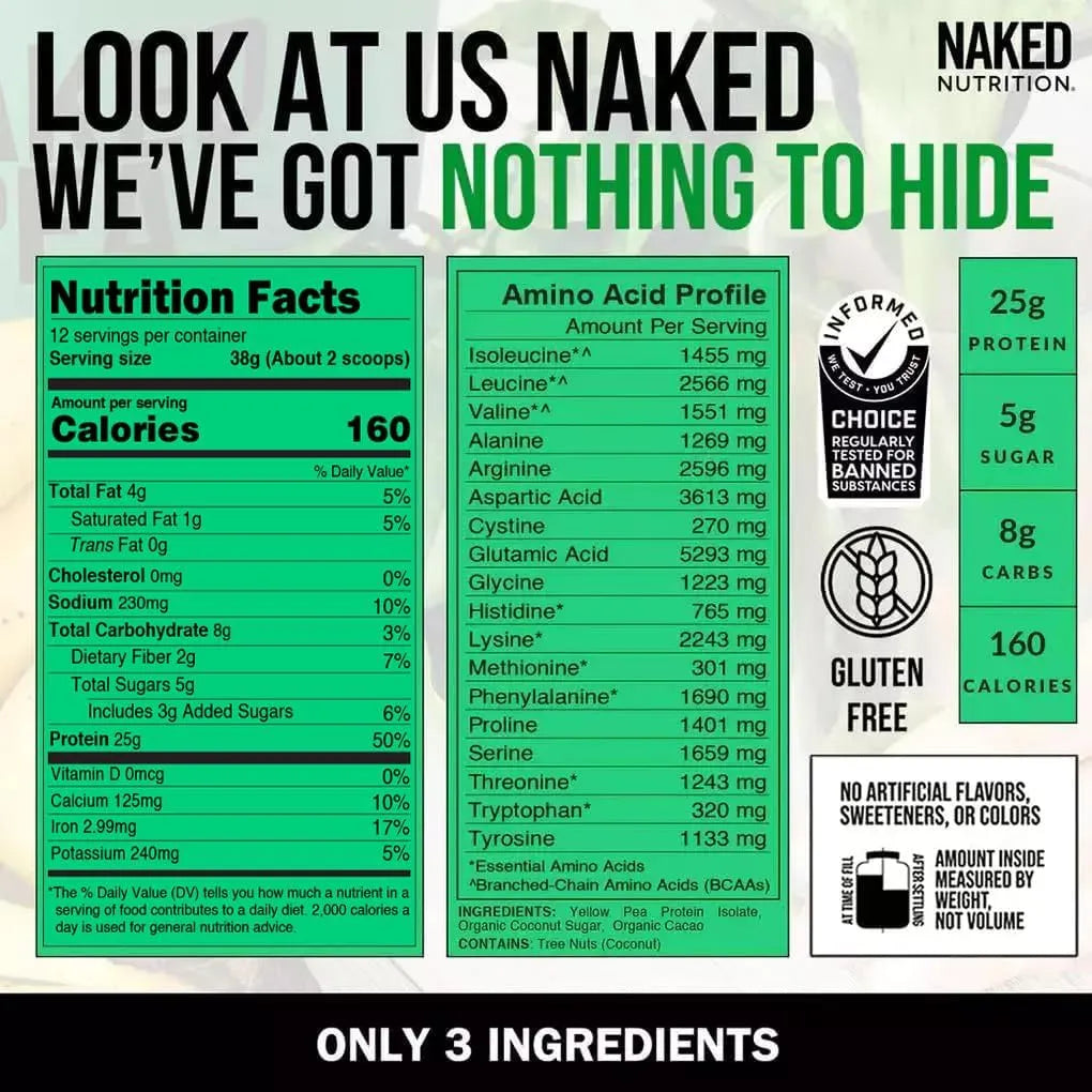 NAKED NUTRITION - Naked Pea Pea Protein Isolate 15 Servicios Chocolate 454Gr. - The Red Vitamin MX - Suplementos Alimenticios - {{ shop.shopifyCountryName }}