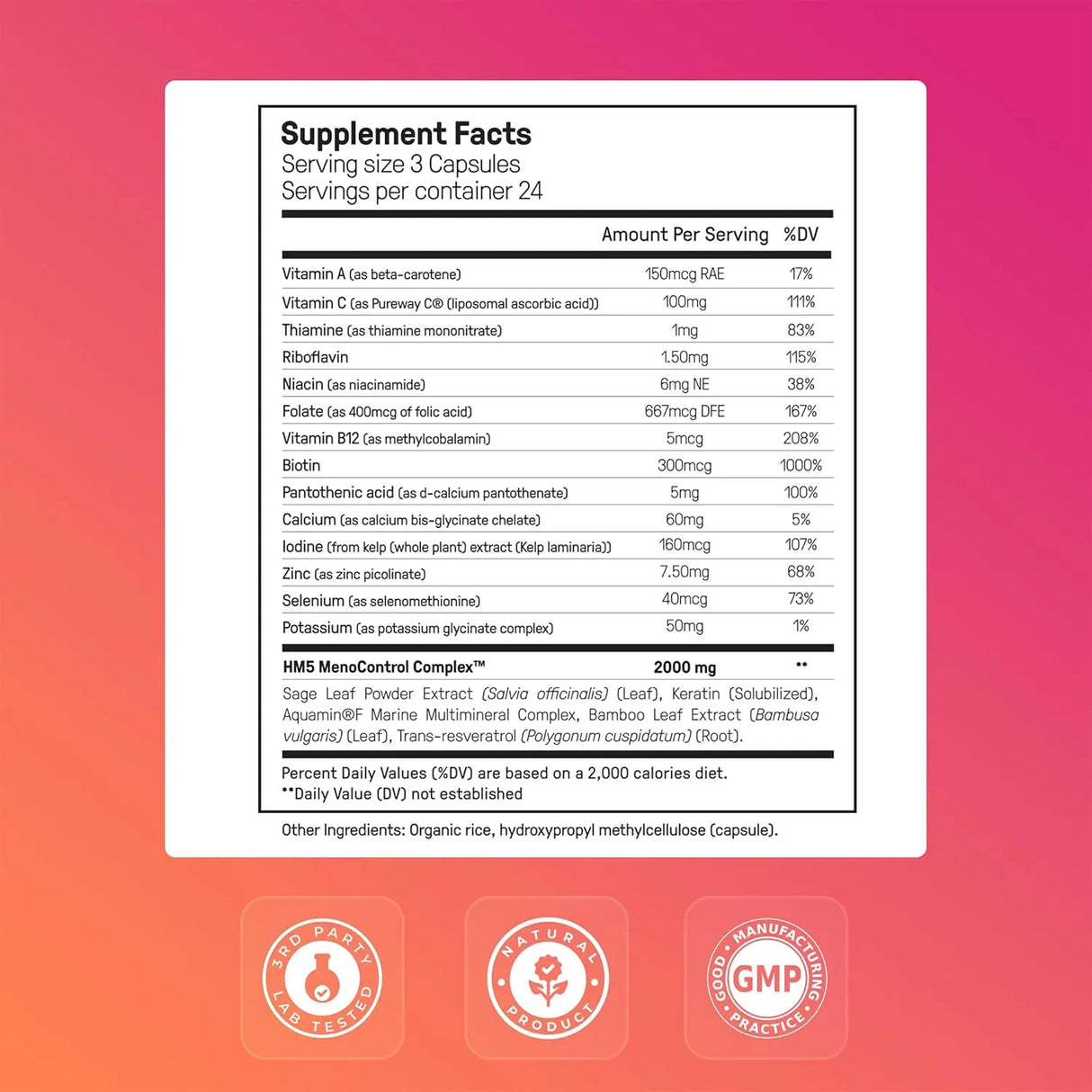 HAPPY MAMMOTH - Happy Mammoth Meno Daily Menopause Vitamins 72 Capsulas - The Red Vitamin MX - Suplementos Alimenticios - {{ shop.shopifyCountryName }}