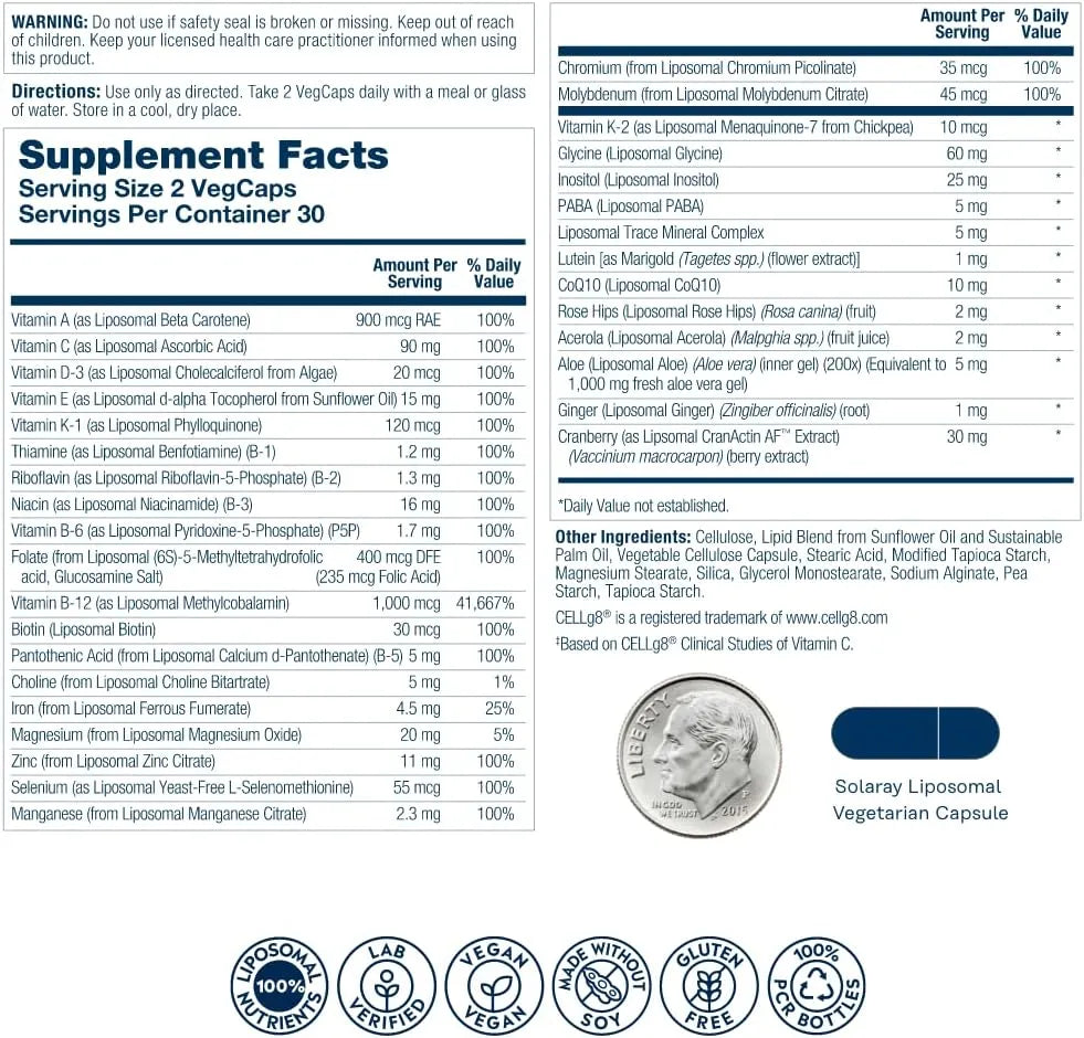 SOLARAY - SOLARAY Liposomal Multivitamin for Women 50 Plus 60 Capsulas - The Red Vitamin MX - Suplementos Alimenticios - {{ shop.shopifyCountryName }}
