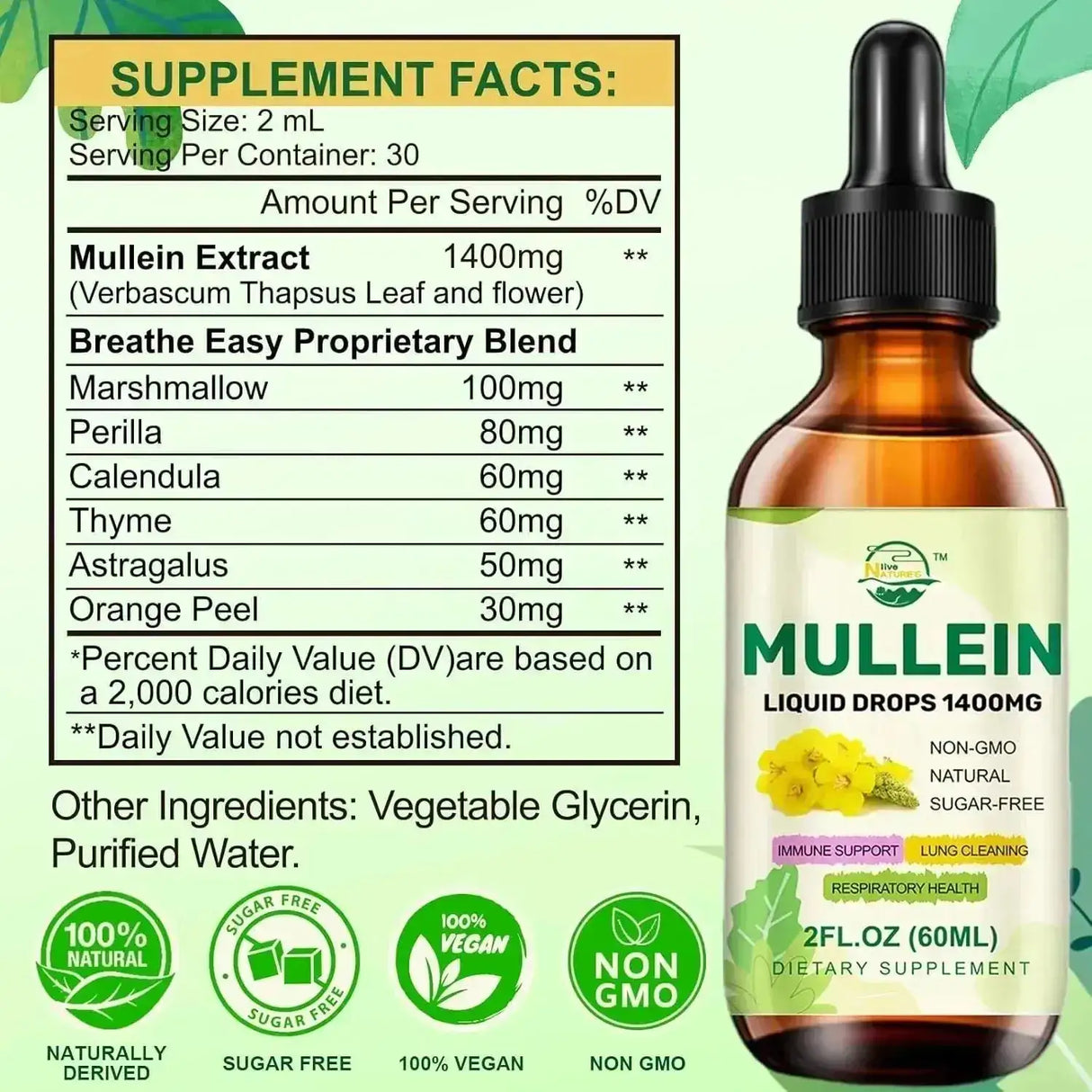 NATURE'S LIVE - Nature's live Mullein Drops for Lungs 2 Fl.Oz. - The Red Vitamin MX - Suplementos Alimenticios - {{ shop.shopifyCountryName }}