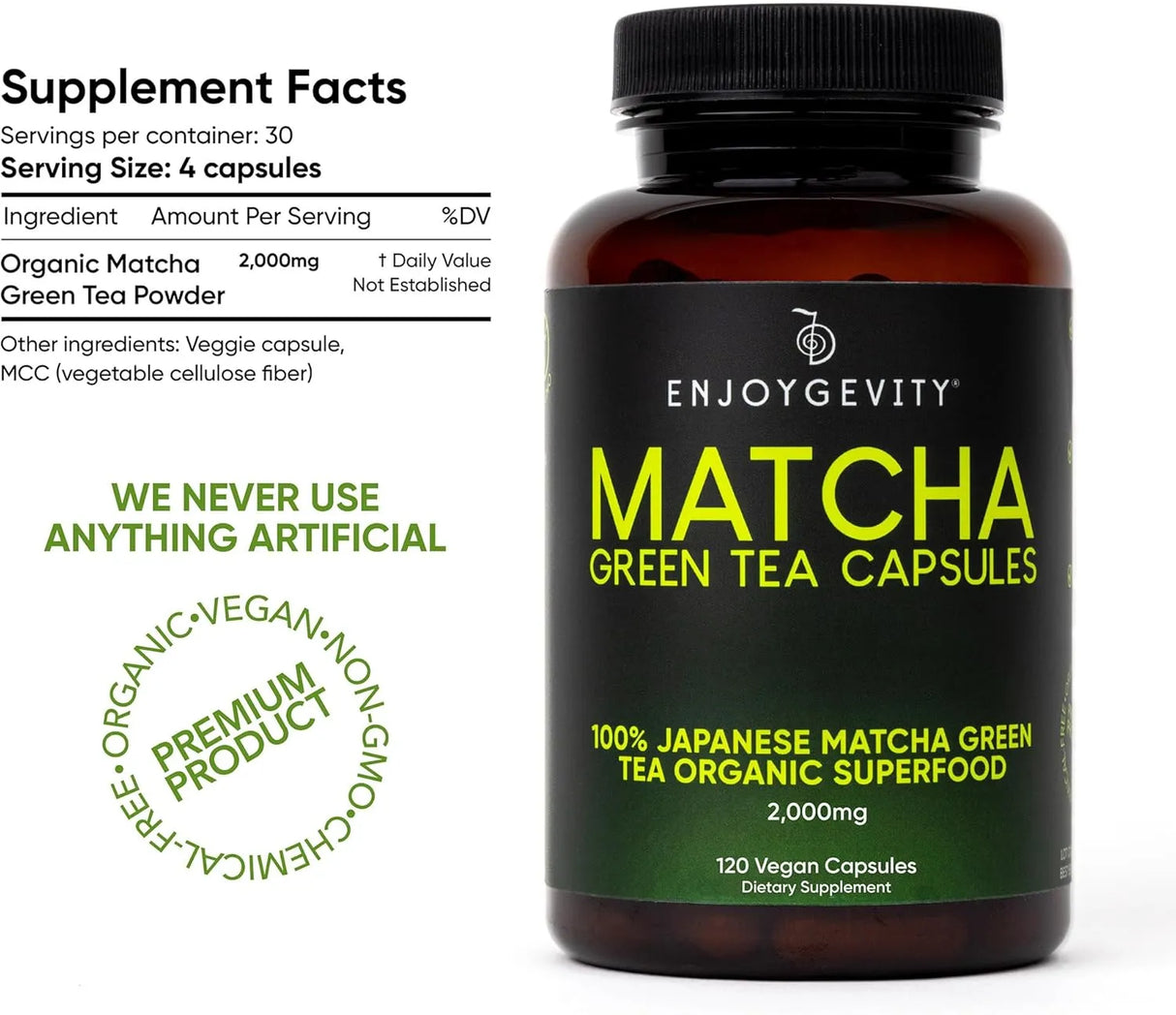 ENJOYGEVITY - EnjoyGevity Organic Matcha Green Tea 120 Capsulas - The Red Vitamin MX - Suplementos Alimenticios - {{ shop.shopifyCountryName }}