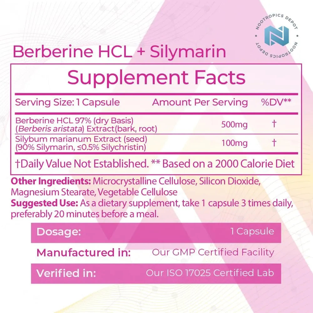 NOOTROPICS DEPOT - Nootropics Depot Berberine HCL + Silymarin 60 Capsulas - The Red Vitamin MX - Suplementos Alimenticios - {{ shop.shopifyCountryName }}