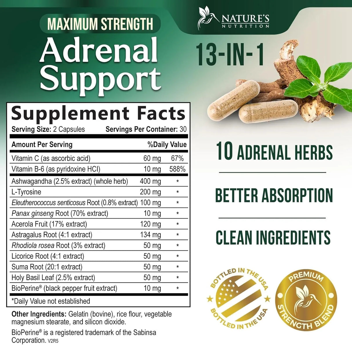 NATURE'S NUTRITION - Nature's Nutrition Adrenal Support 60 Capsulas - The Red Vitamin MX - Suplementos Alimenticios - {{ shop.shopifyCountryName }}