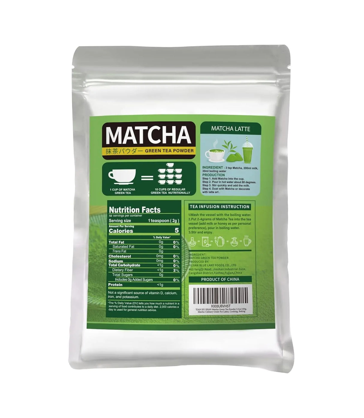 TIAN HU SHAN - TIAN HU SHAN Matcha Green Tea Powder Culinary Grade 100Gr. - The Red Vitamin MX - Suplementos Alimenticios - {{ shop.shopifyCountryName }}