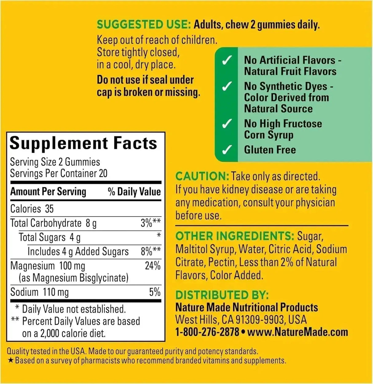 NATURE MADE - Nature Made High Absorption Magnesium Glycinate Gummies 100Mg. 40 Gomitas - The Red Vitamin MX - Suplementos Alimenticios - {{ shop.shopifyCountryName }}