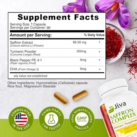 JIVA BOTANICALS - Jiva Saffron Complex 88.5Mg. 90 Capsulas - The Red Vitamin MX - Suplementos Alimenticios - {{ shop.shopifyCountryName }}