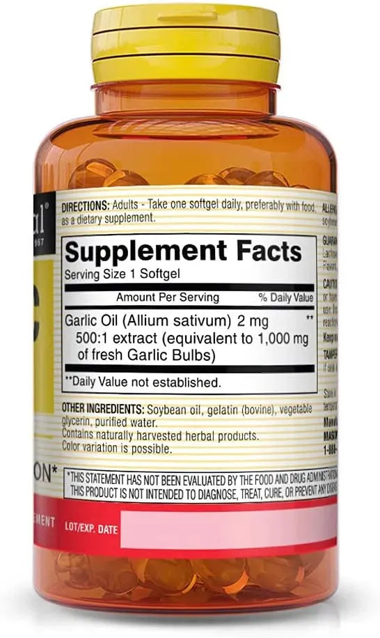 MASON NATURAL - MASON NATURAL Garlic Oil 1000Mg. 100 Capsulas Blandas 3 Pack - The Red Vitamin MX - Suplementos Alimenticios - {{ shop.shopifyCountryName }}
