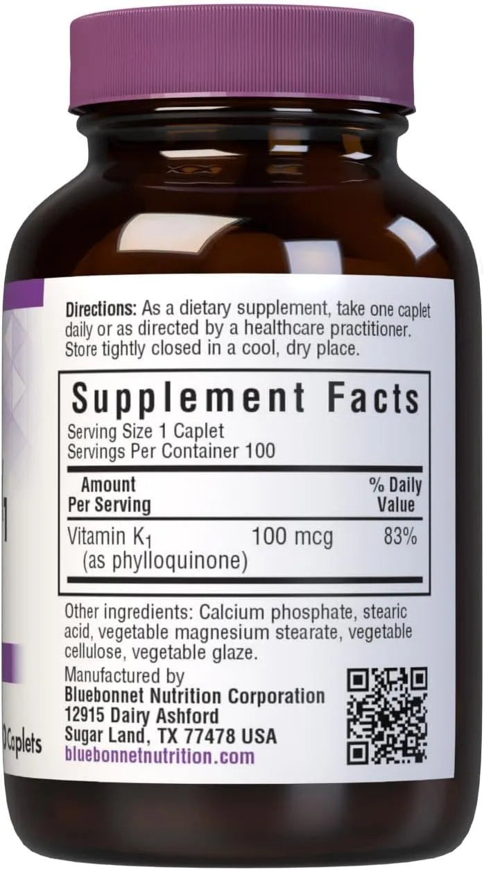 BLUEBONNET NUTRITION - BlueBonnet Vitamin K1 100mcg 100 Tabletas - The Red Vitamin MX - Suplementos Alimenticios - {{ shop.shopifyCountryName }}