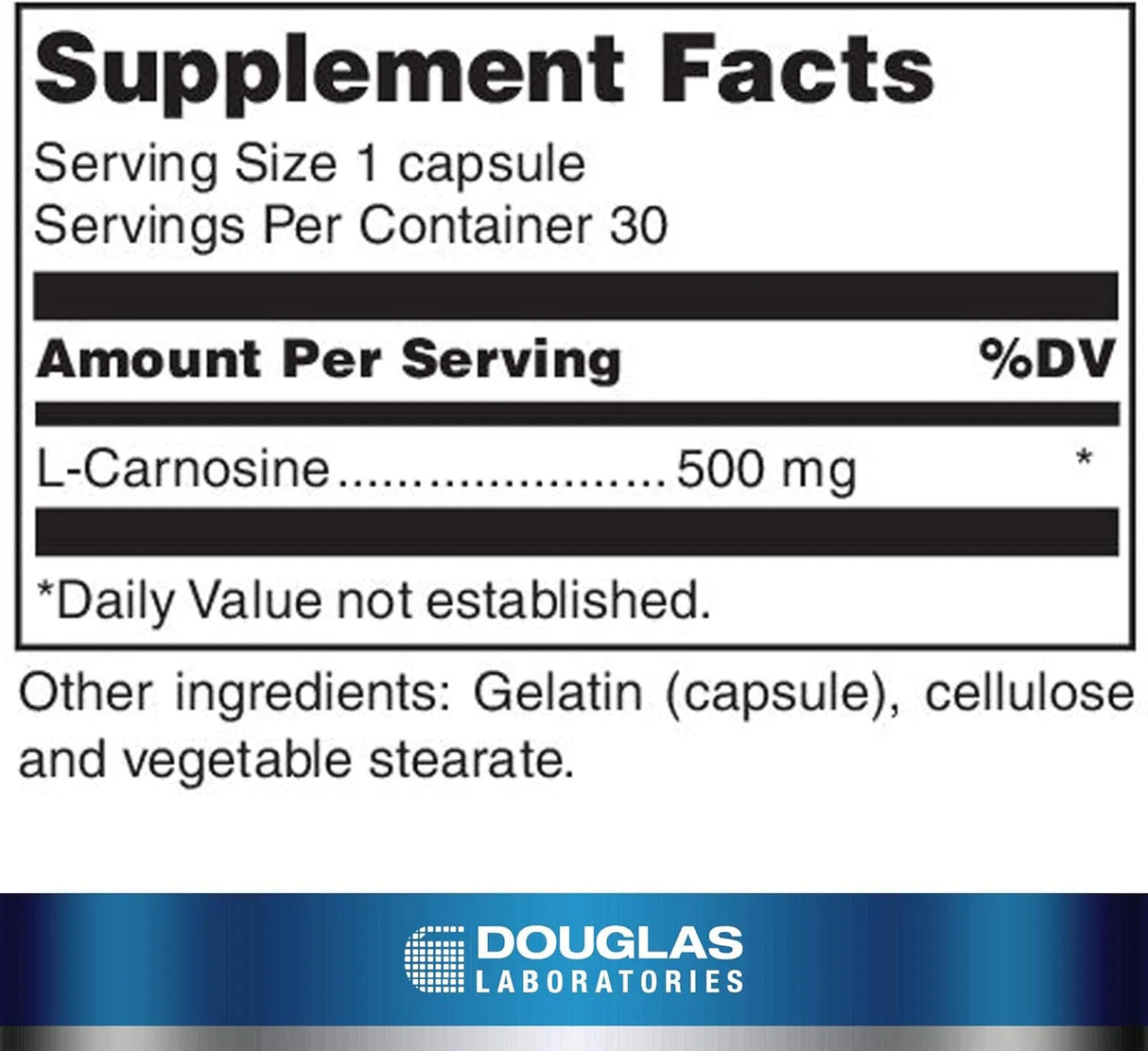 DOUGLAS LABORATORIES - Douglas Laboratories L-Carnosine 500Mg. 30 Capsulas - The Red Vitamin MX - Suplementos Alimenticios - {{ shop.shopifyCountryName }}
