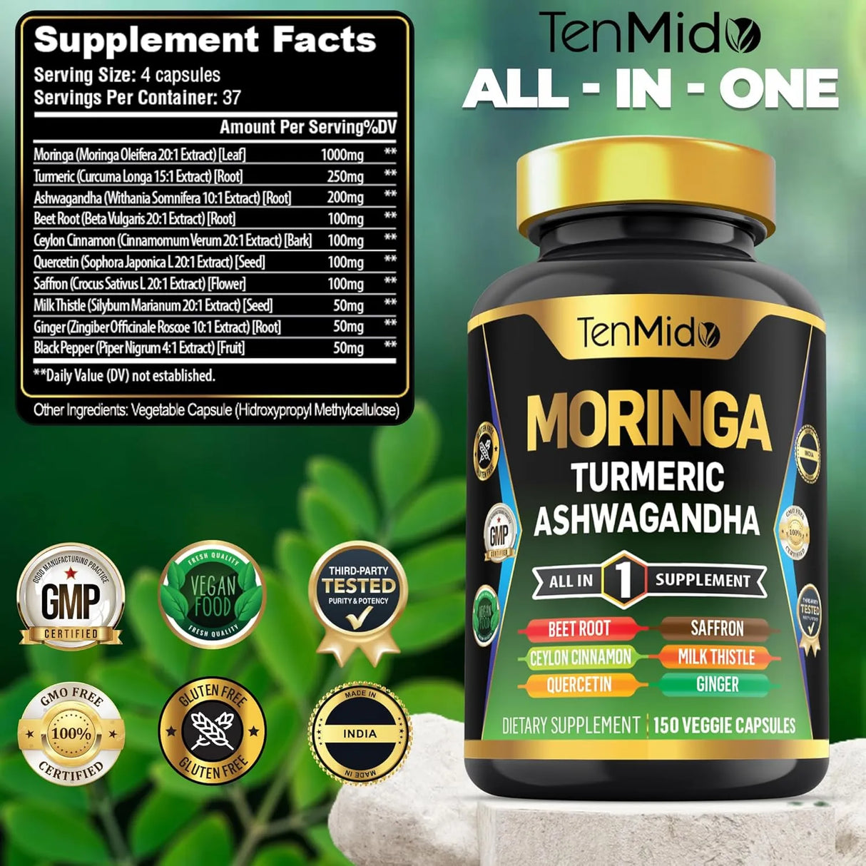 TENMIDO - Tenmido Moringa Oleifera 10in1 Formula 150 Capsulas - The Red Vitamin MX - Suplementos Alimenticios - {{ shop.shopifyCountryName }}