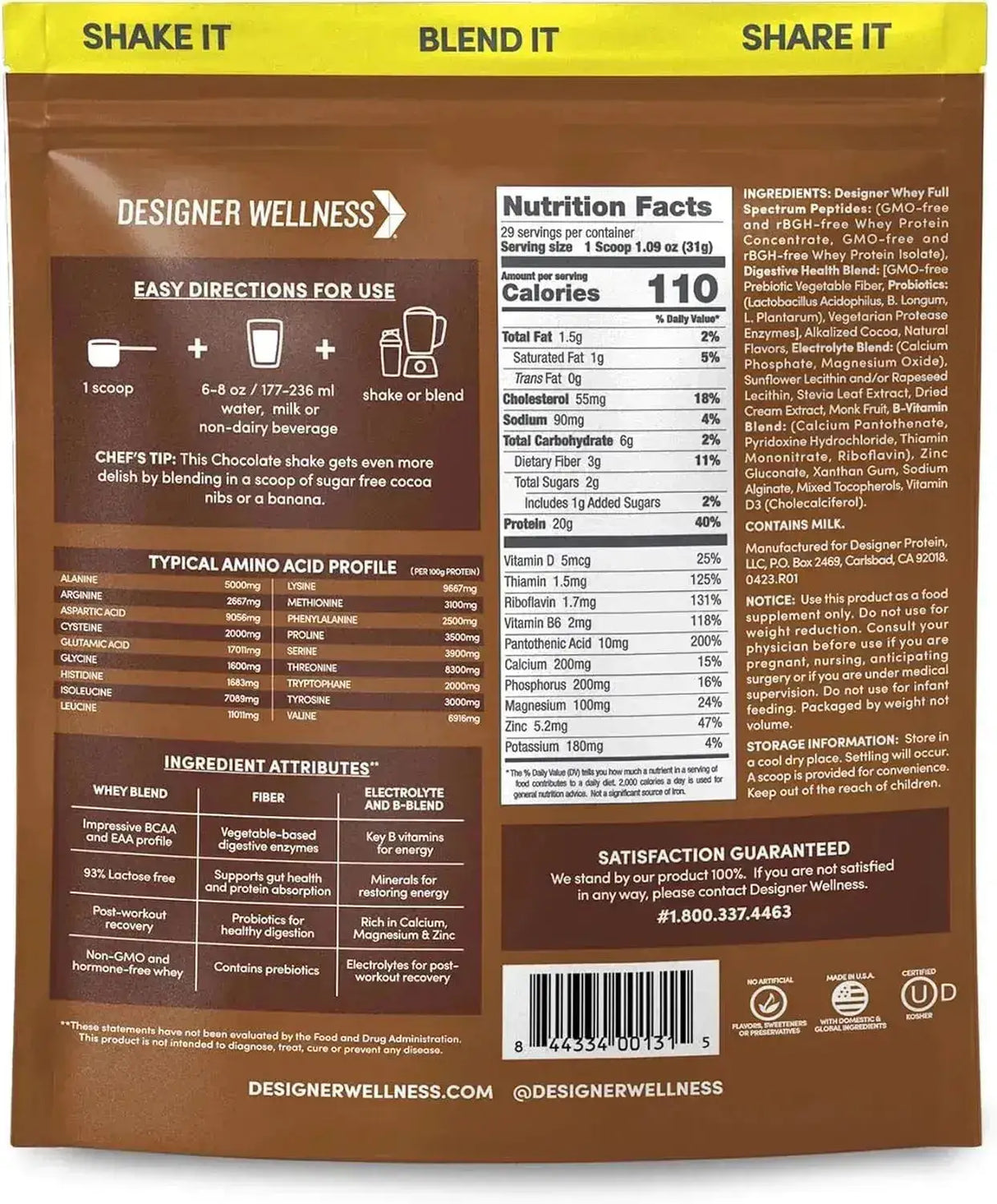 DESIGNER WELLNESS - Designer Wellness Designer Whey Natural Whey Protein Powder Chocolate 908Gr. - The Red Vitamin MX - Suplementos Alimenticios - {{ shop.shopifyCountryName }}