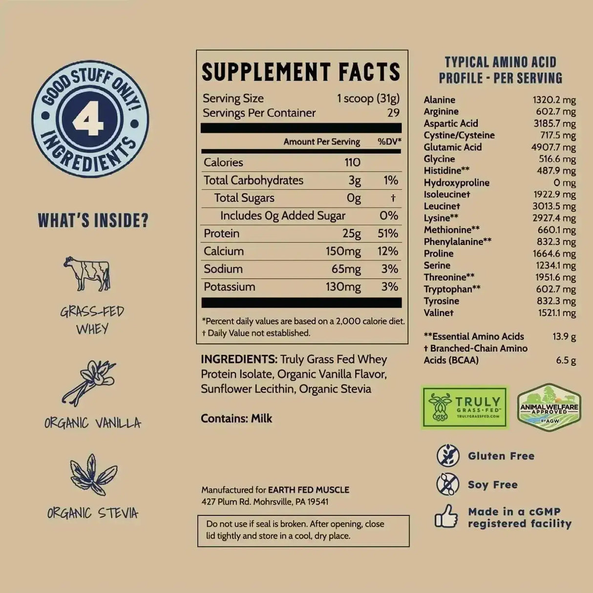 EARTH FED MUSCLE - Earth Fed Muscle Whey Back Vanilla Truly Grass Fed Whey 909Gr. - The Red Vitamin MX - Suplementos Alimenticios - {{ shop.shopifyCountryName }}