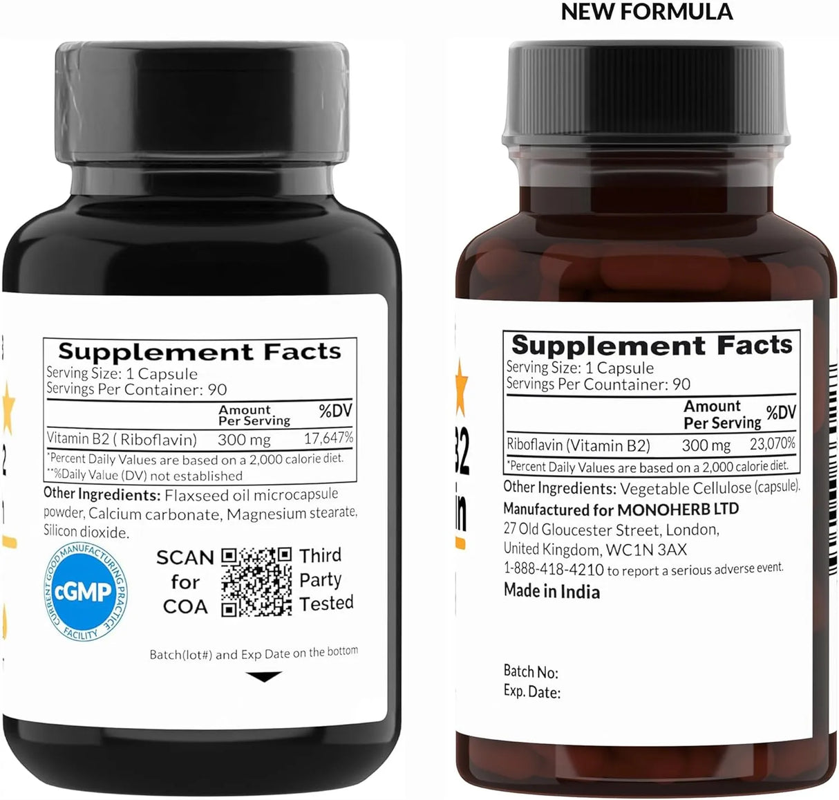 MONOHERB - Monoherb Vitamin B2 300Mg. 90 Capsulas - The Red Vitamin MX - Suplementos Alimenticios - {{ shop.shopifyCountryName }}