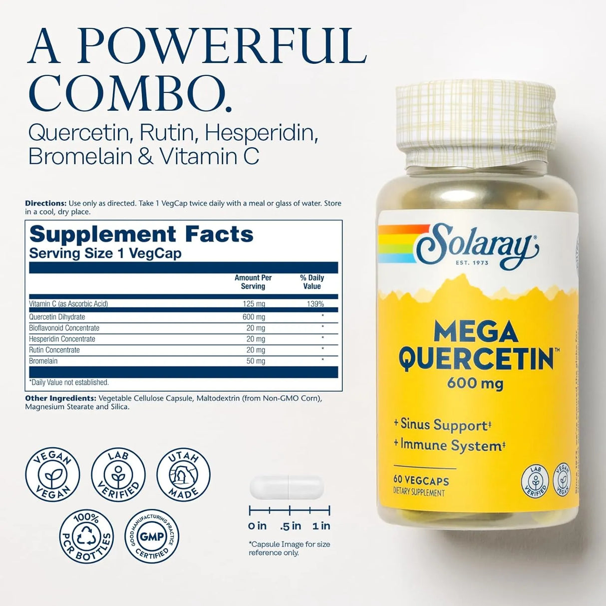 SOLARAY - SOLARAY Mega Quercetin 600Mg. 60 Capsulas - The Red Vitamin MX - Suplementos Alimenticios - {{ shop.shopifyCountryName }}