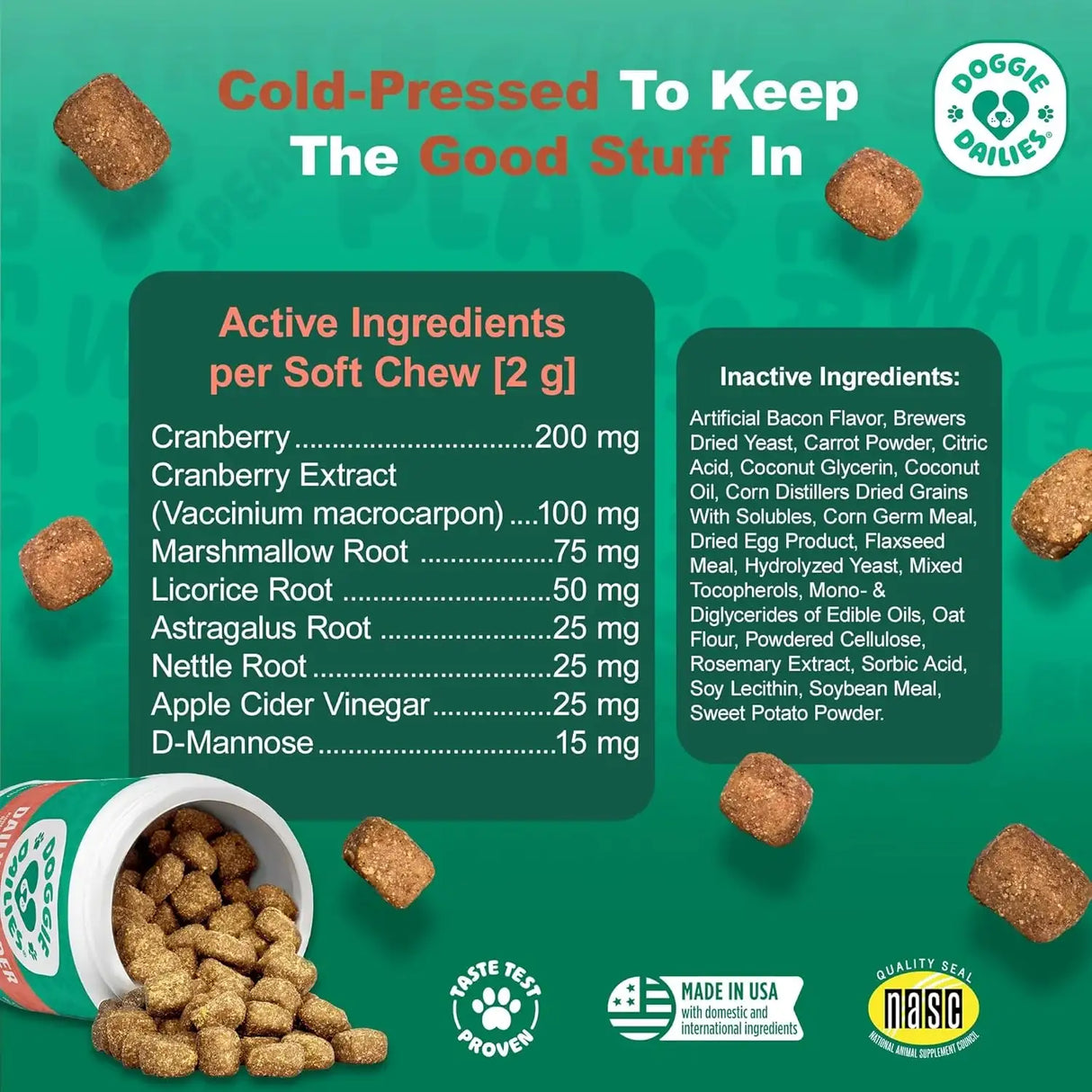 DOGGIE DAILIES - Doggie Dailies Cranberry Supplement for Dogs Bacon Flavored 225 Masticables - The Red Vitamin MX - Salud De Tracto Urinario Para Perros - {{ shop.shopifyCountryName }}