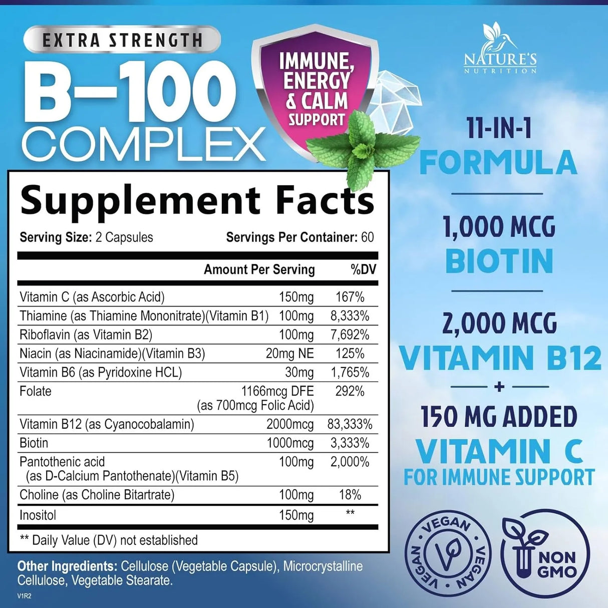 NATURE'S NUTRITION - Nature's Nutrition B-100 Complex 120 Capsulas - The Red Vitamin MX - Suplementos Alimenticios - {{ shop.shopifyCountryName }}