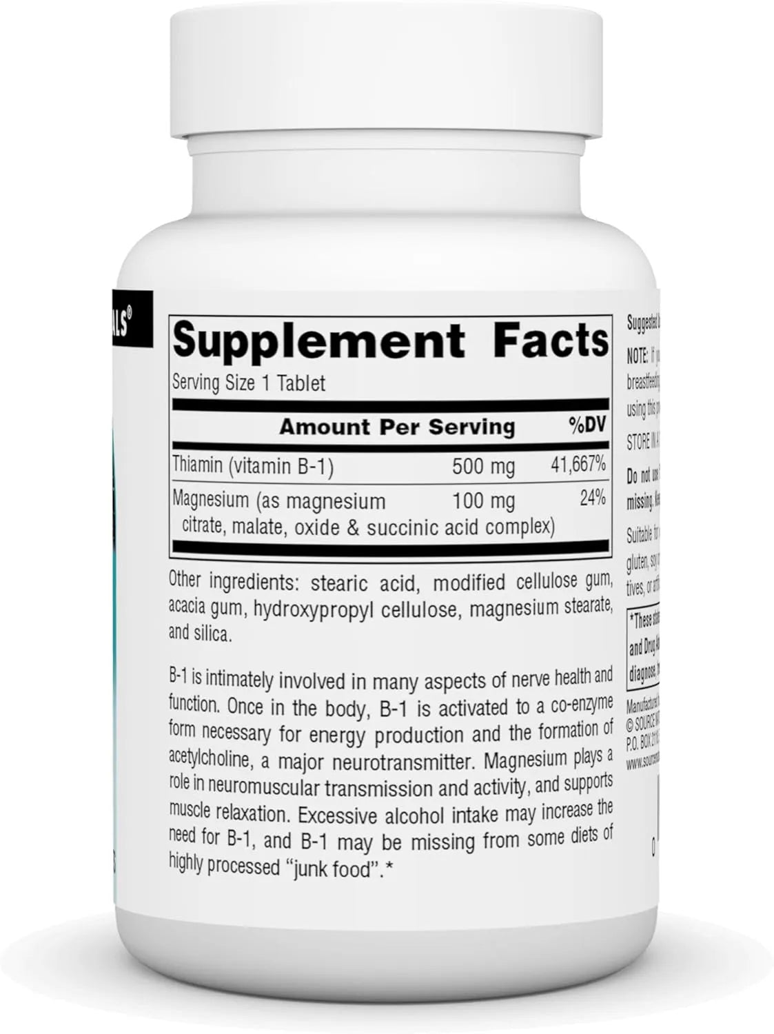 SOURCE NATURALS - Source Naturals Vitamin B-1 Thiamin 500Mg. 50 Tabletas - The Red Vitamin MX - Suplementos Alimenticios - {{ shop.shopifyCountryName }}