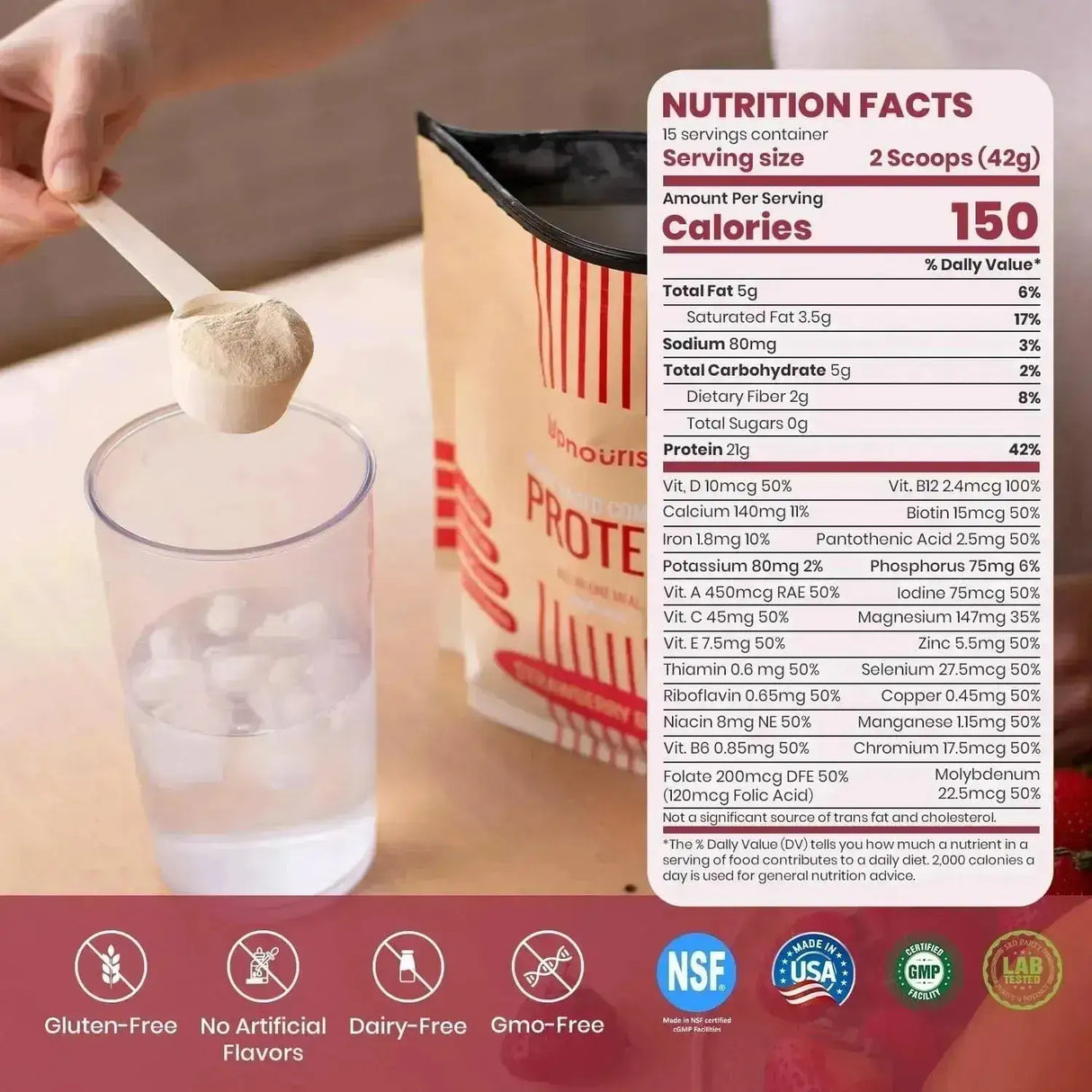 UPNOURISH - UpNourish Vegan Protein Powder Strawberry Banana 15 Servicios 600Gr. - The Red Vitamin MX - Suplementos Alimenticios - {{ shop.shopifyCountryName }}