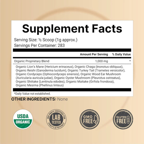 NATUREBELL - NatureBell Organic 10-in-1 Mushroom Powder 283Gr. - The Red Vitamin MX - Suplementos Alimenticios - {{ shop.shopifyCountryName }}