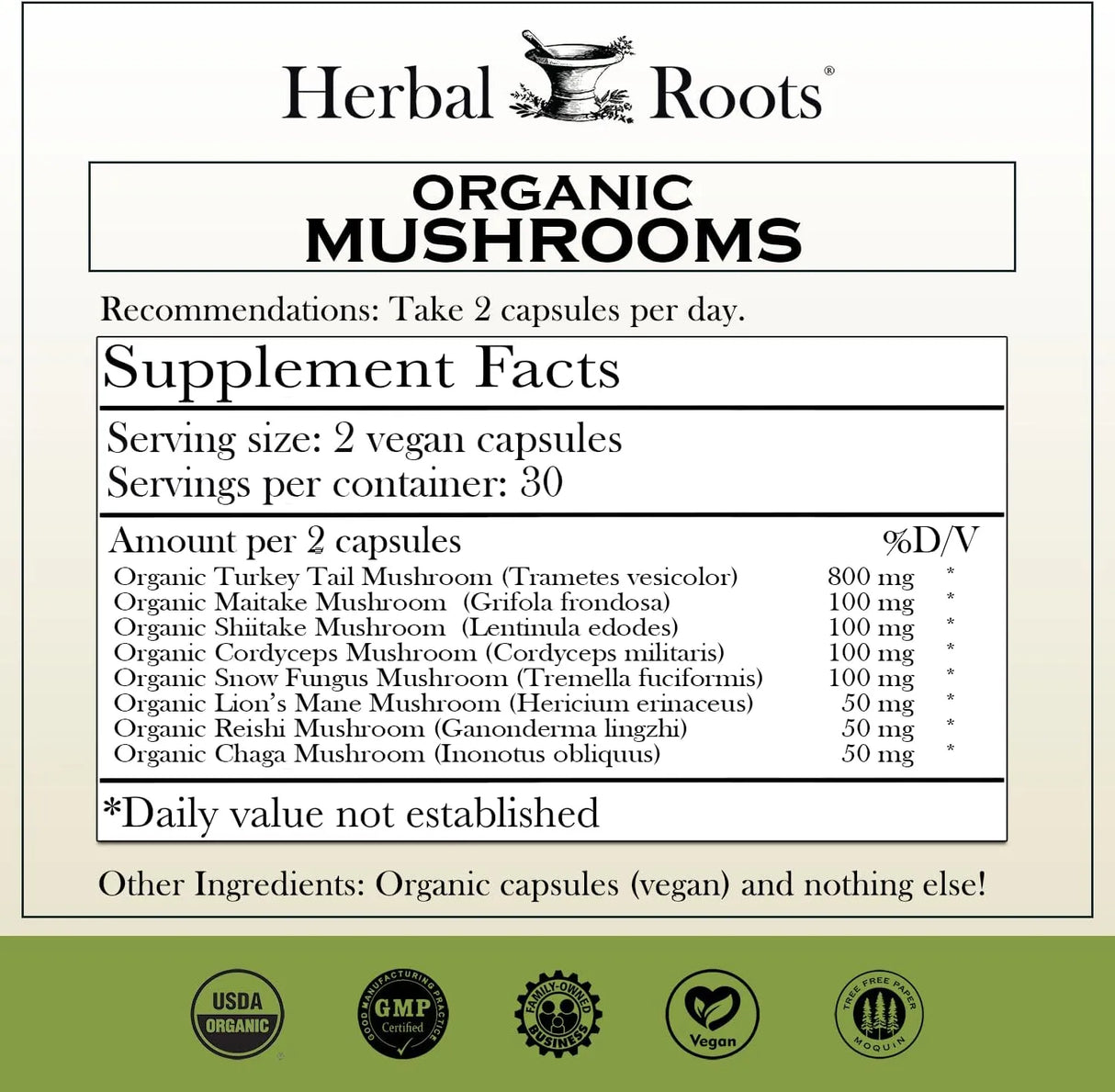 HERBAL ROOTS - Herbal Roots Organic Mushrooms 60 Capsulas - The Red Vitamin MX - Suplementos Alimenticios - {{ shop.shopifyCountryName }}