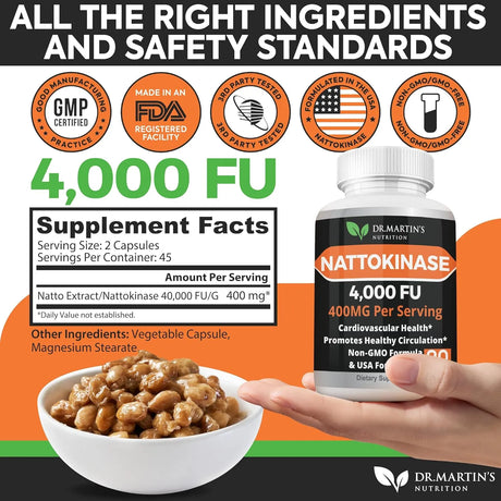 DR. MARTIN'S NUTRITION - DR. MARTIN'S NUTRITION Pure 4,000 FU Nattokinase 90 Capsulas - The Red Vitamin MX - Suplementos Alimenticios - {{ shop.shopifyCountryName }}