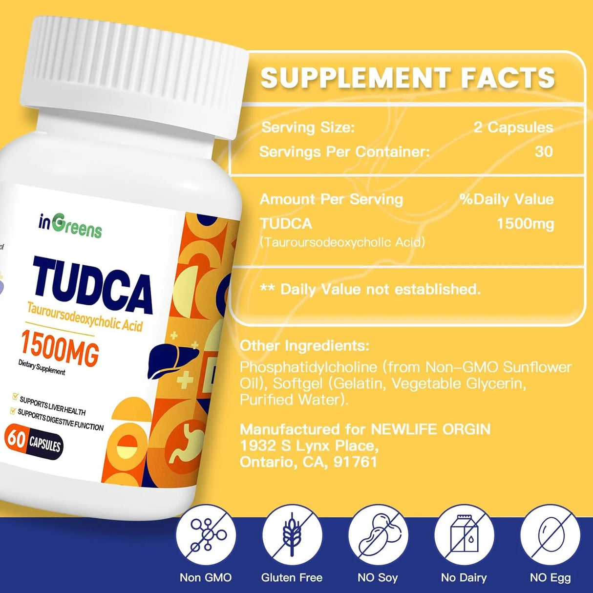 INGREENS - inGreens Pure TUDCA 1500Mg. 60 Capsulas 2 Pack - The Red Vitamin MX - Suplementos Alimenticios - {{ shop.shopifyCountryName }}