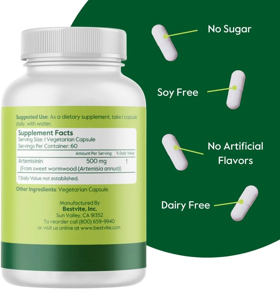 BESTVITE - BESTVITE Artemisinin 500Mg. 60 Capsulas - The Red Vitamin MX - Suplementos Alimenticios - {{ shop.shopifyCountryName }}
