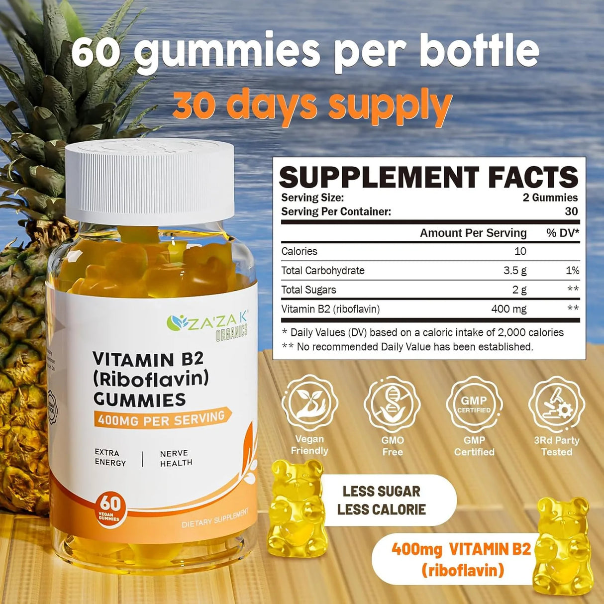 ZA'ZA K ORGANICS - ZA'ZA K ORGANICS Vitamin B2 60 Gomitas - The Red Vitamin MX - Suplementos Alimenticios - {{ shop.shopifyCountryName }}