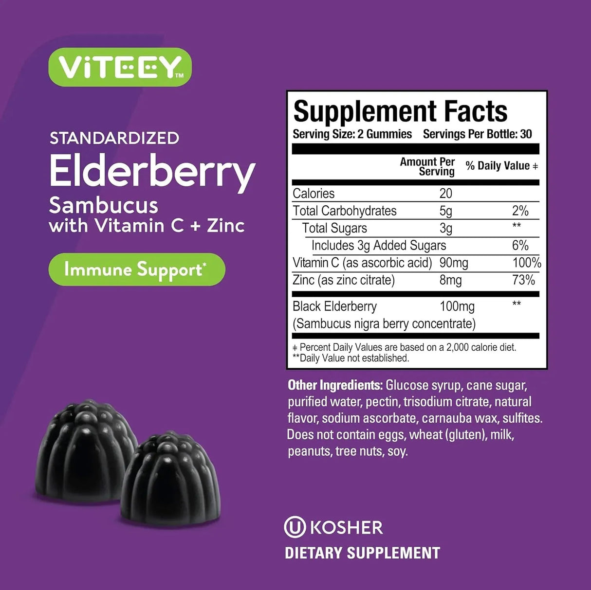 VITEEY - Viteey Sambucus Elderberry Gummies 60 Gomitas - The Red Vitamin MX - Suplementos Alimenticios - {{ shop.shopifyCountryName }}