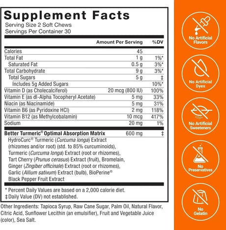 FORCE FACTOR - Force Factor Better Turmeric 400Mg. 60 Masticables - The Red Vitamin MX - Suplementos Alimenticios - {{ shop.shopifyCountryName }}