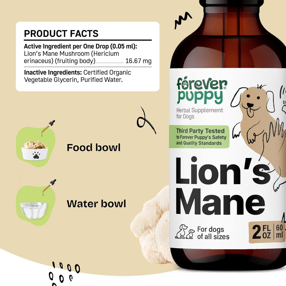 FOREVER PUPPY - Forever Puppy Lion's Mane Mushroom Supplement for Dogs 2 Fl.Oz. - The Red Vitamin MX - Suplementos Herbales Para Perros - {{ shop.shopifyCountryName }}