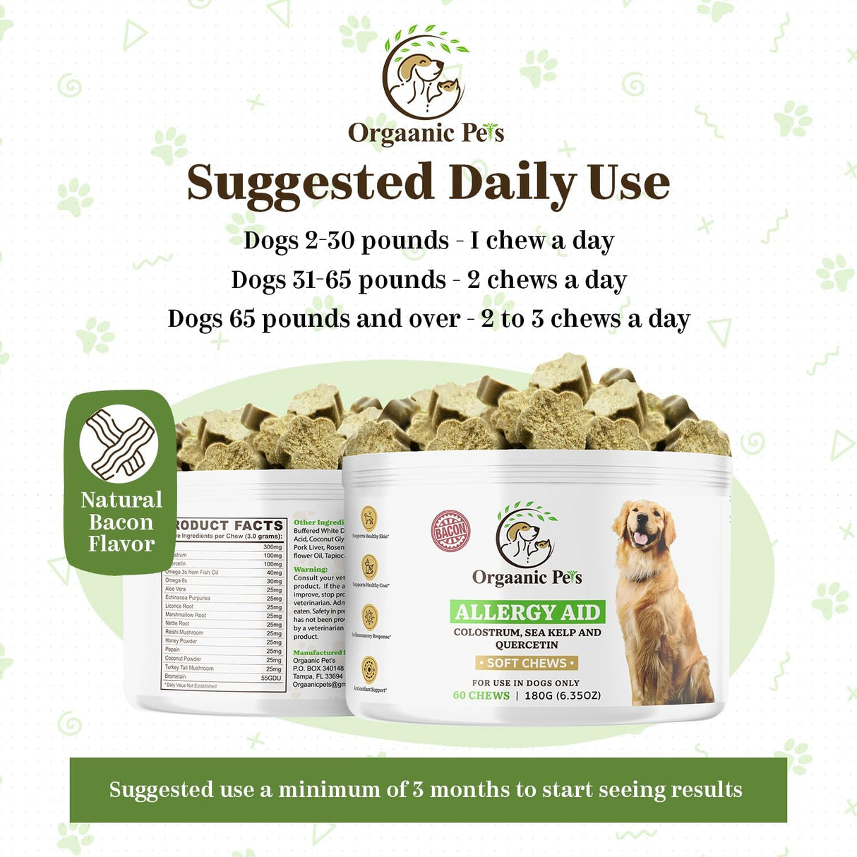 ORGAANIC PET'S LLC - Orgaanic Pet's LLC Herbal Dog Allergy Relief with SEA KELP 60 Masticables - The Red Vitamin MX - Remedios Para La Picazón De Perros - {{ shop.shopifyCountryName }}