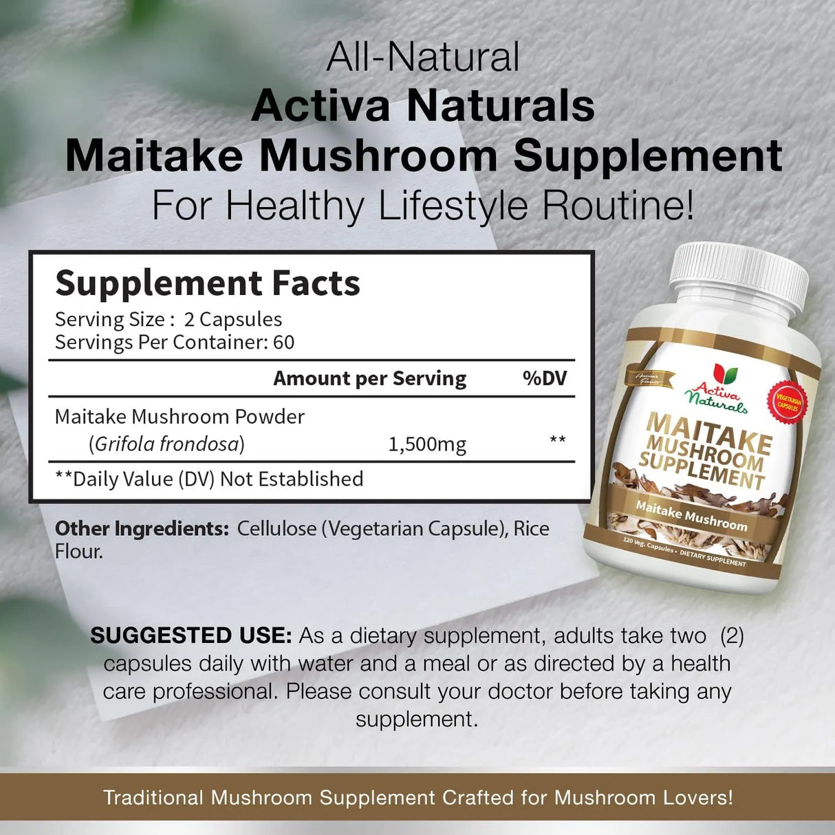 ACTIVA NATURALS - Activa Naturals Maitake Mushroom 120 Capsulas - The Red Vitamin MX - Suplementos Alimenticios - {{ shop.shopifyCountryName }}