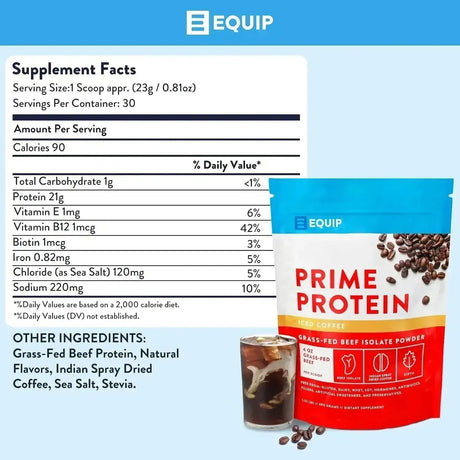 EQUIP FOODS - Equip Foods Prime Protein Powder Grass Fed Beef Protein Isolate Iced Coffee 690Gr. - The Red Vitamin MX - Suplementos Alimenticios - {{ shop.shopifyCountryName }}