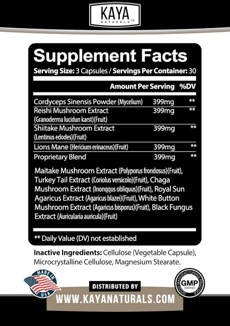 KAYA NATURALS - Kaya Naturals Mushroom Complex 90 Capsulas - The Red Vitamin MX - Suplementos Alimenticios - {{ shop.shopifyCountryName }}