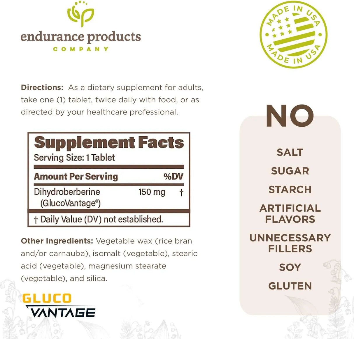 ENDURANCE PRODUCTS - Endurance Products Dihydroberberine 150Mg. 60 Tabletas - The Red Vitamin MX - Suplementos Alimenticios - {{ shop.shopifyCountryName }}