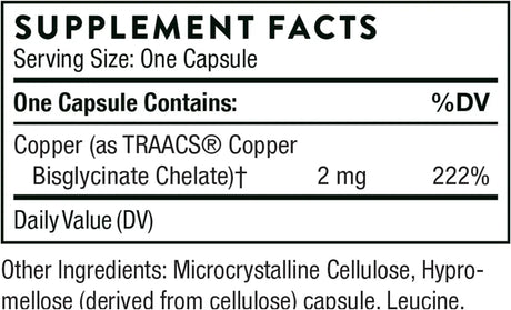 THORNE RESEARCH - Thorne Copper Bisglycinate 60 Capsulas - The Red Vitamin MX - Suplementos Alimenticios - {{ shop.shopifyCountryName }}