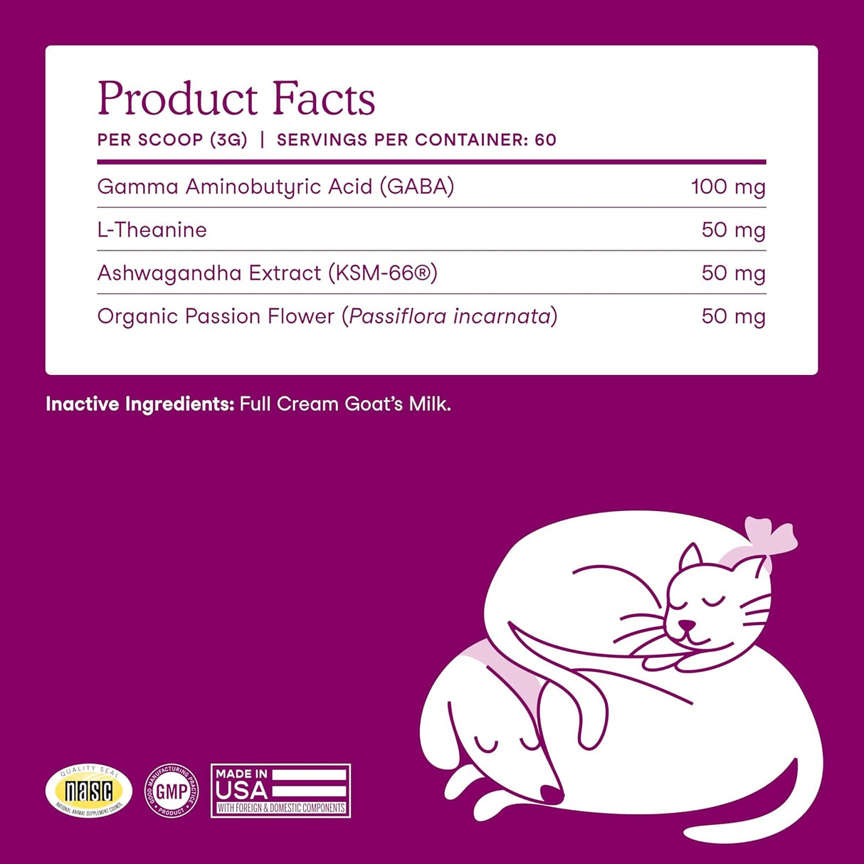 Fera Pet Organics Calming Goat Milk Cat & Dog 60 Servicios 180Gr.