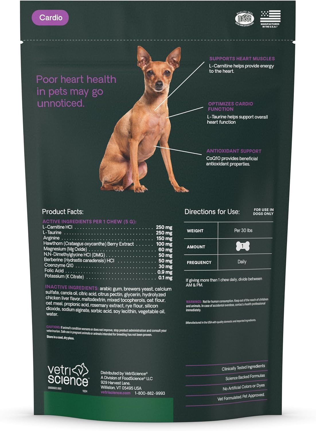 VetriScience Extra Strength Healthy Heart Chews 60 Masticables