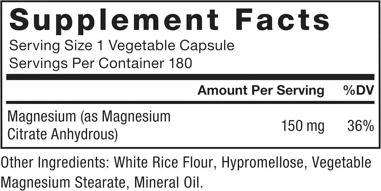 FORCE FACTOR - Force Factor Magnesium Citrate 150Mg. 180 Capsulas - The Red Vitamin MX - Suplementos Alimenticios - {{ shop.shopifyCountryName }}