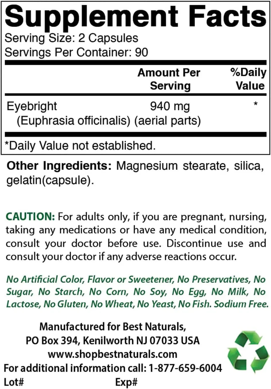 BEST NATURALS - Best Naturals Eyebright 470Mg. 180 Capsulas 2 Pack - The Red Vitamin MX - Suplementos Alimenticios - {{ shop.shopifyCountryName }}