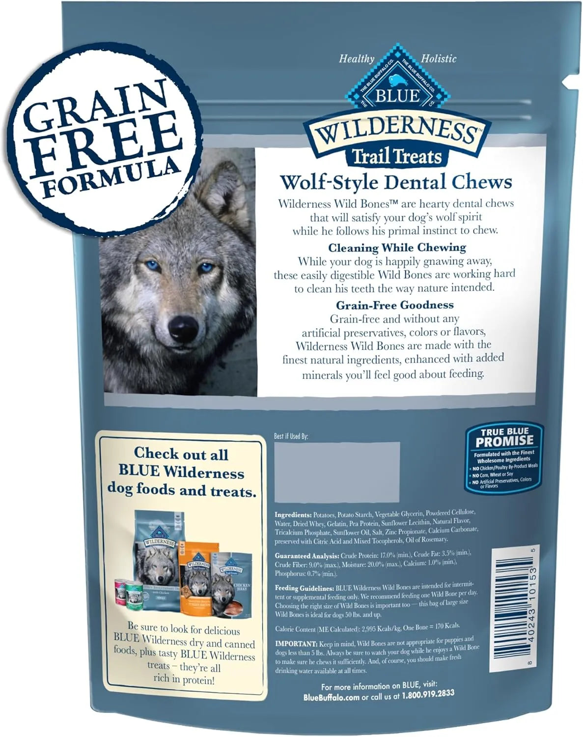 BLUE BUFFALO - Blue Buffalo Wilderness Trail Treats Wild Bones Large Dental Chews 280Gr. - The Red Vitamin MX - Cuidado Dental Para Perros - {{ shop.shopifyCountryName }}