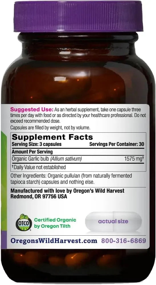 OREGON'S WILD HARVEST - Oregon's Wild Harvest Certified Organic Garlic 1575Mg. 90 Capsulas - The Red Vitamin MX - Suplementos Alimenticios - {{ shop.shopifyCountryName }}