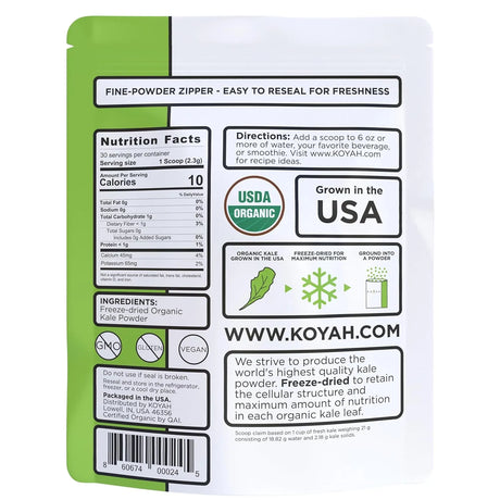 KOYAH - KOYAH Organic USA Grown Kale Powder 30 Servicios 69Gr. - The Red Vitamin MX - Suplementos Alimenticios - {{ shop.shopifyCountryName }}