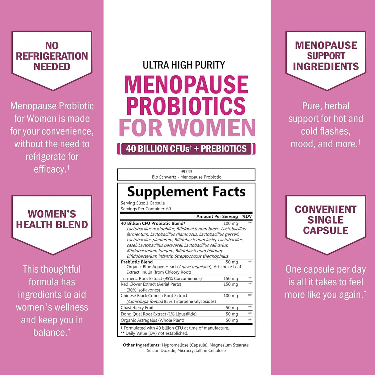 BIO SCHWARTZ - BioSchwartz Menopause Probiotics for Women 60 Capsulas - The Red Vitamin MX - Suplementos Alimenticios - {{ shop.shopifyCountryName }}