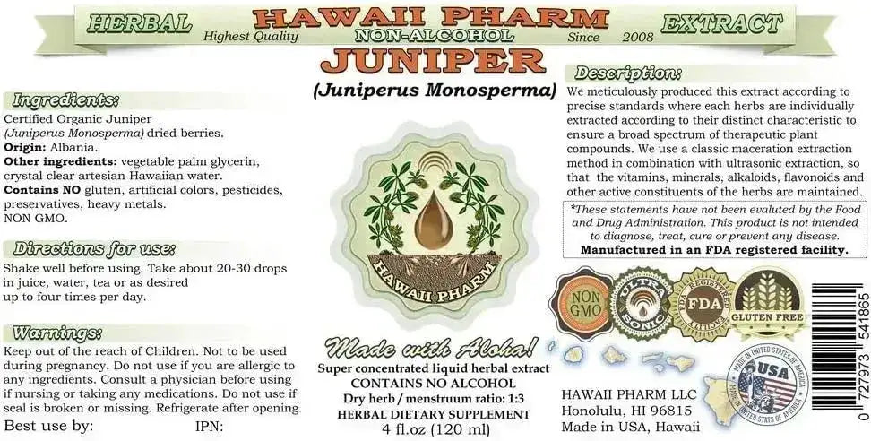 HAWAIIPHARM - Hawaii Pharm Juniper Alcohol-Free Liquid Extract 2 Fl.Oz. - The Red Vitamin MX - Suplementos Alimenticios - {{ shop.shopifyCountryName }}